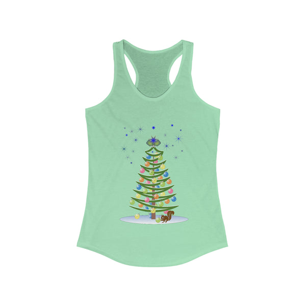 Pickleball Christmas Tree Women's Racerback Tank - Great Pickleball Stuff