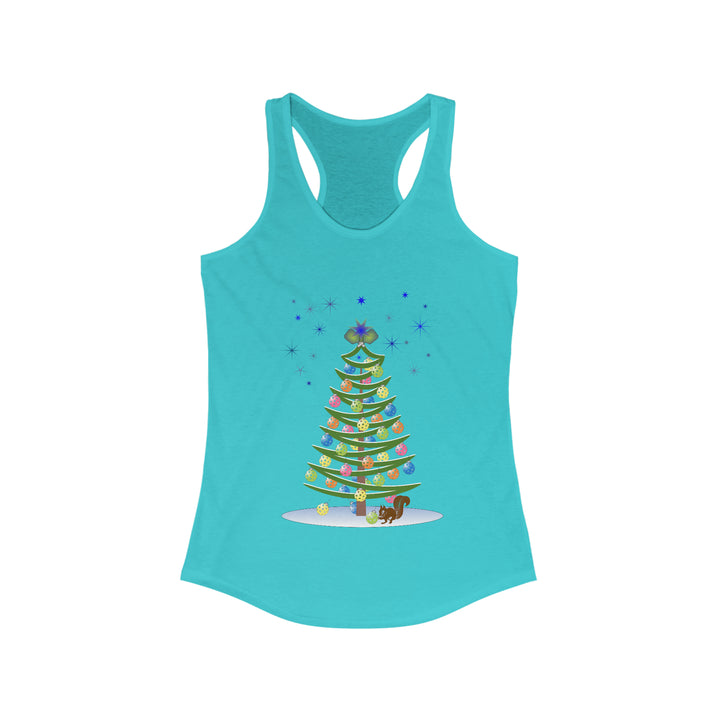 Pickleball Christmas Tree Women's Racerback Tank - Great Pickleball Stuff