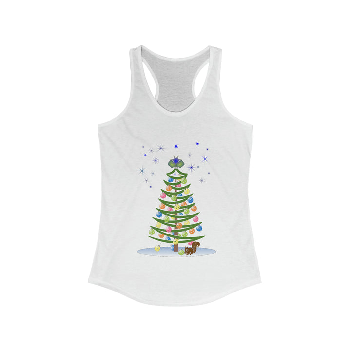 Pickleball Christmas Tree Women's Racerback Tank - Great Pickleball Stuff