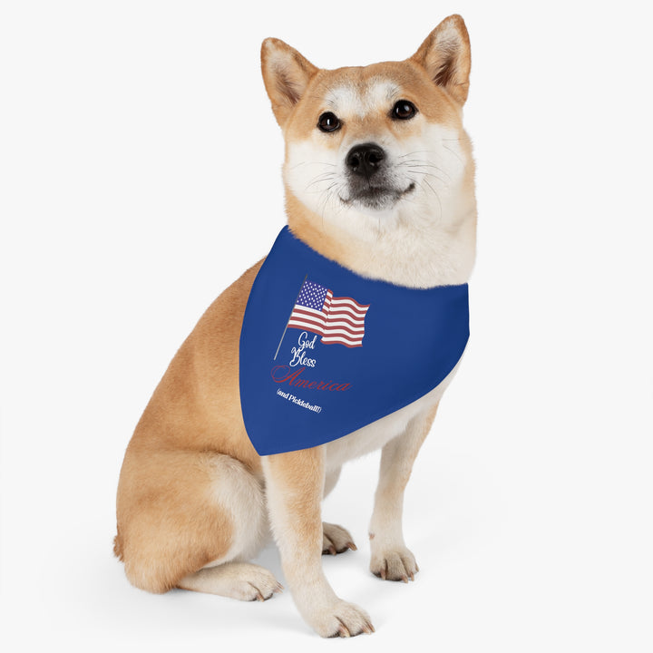 God Bless America and Pickleball Pet Bandana with Collar (Navy) - Great Pickleball Stuff