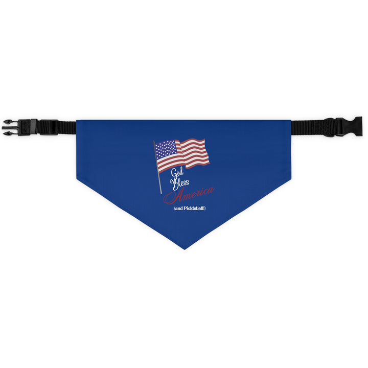 God Bless America and Pickleball Pet Bandana with Collar (Navy) - Great Pickleball Stuff