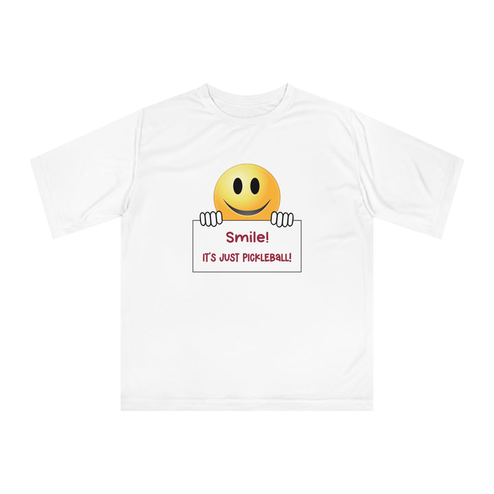 Smile It's Just Pickleball Unisex Moisture-Wicking T-Shirt - Great Pickleball Stuff