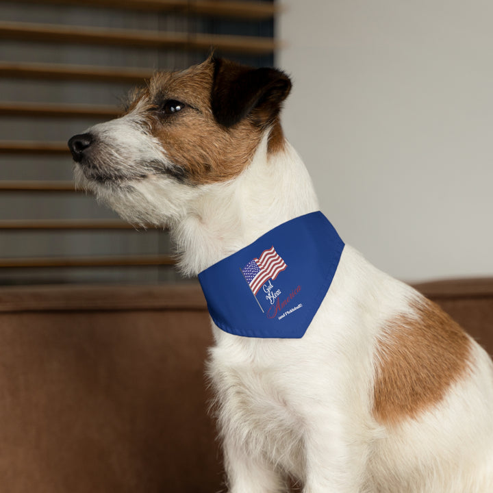 God Bless America and Pickleball Pet Bandana with Collar (Navy) - Great Pickleball Stuff