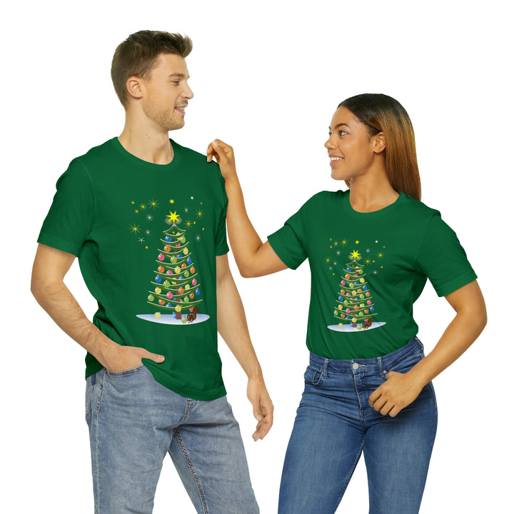 Pickleball Christmas Tree Unisex T-Shirt - Great Pickleball Stuff