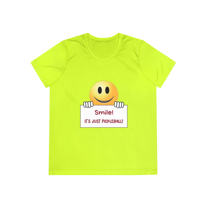 Smile It's Just Pickleball Women's Moisture-Wicking T-Shirt - Great Pickleball Stuff