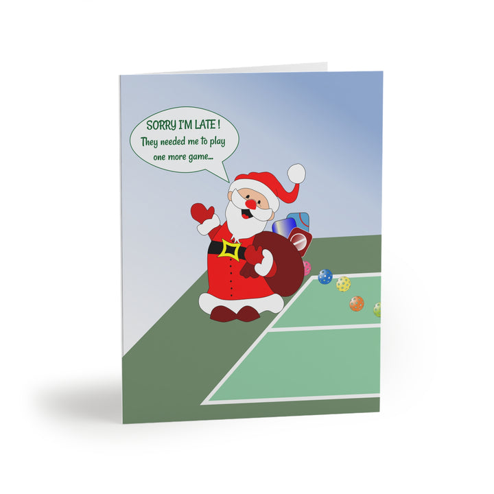 Pickleball Late Santa Greeting Cards (Folded with Envelopes) - Great Pickleball Stuff