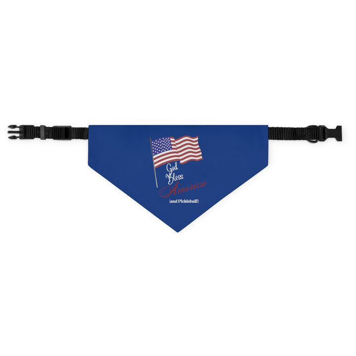 God Bless America and Pickleball Pet Bandana with Collar (Navy) - Great Pickleball Stuff