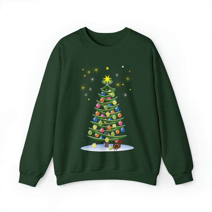 Pickleball Christmas Tree Unisex Crewneck Sweatshirt - Great Pickleball Stuff