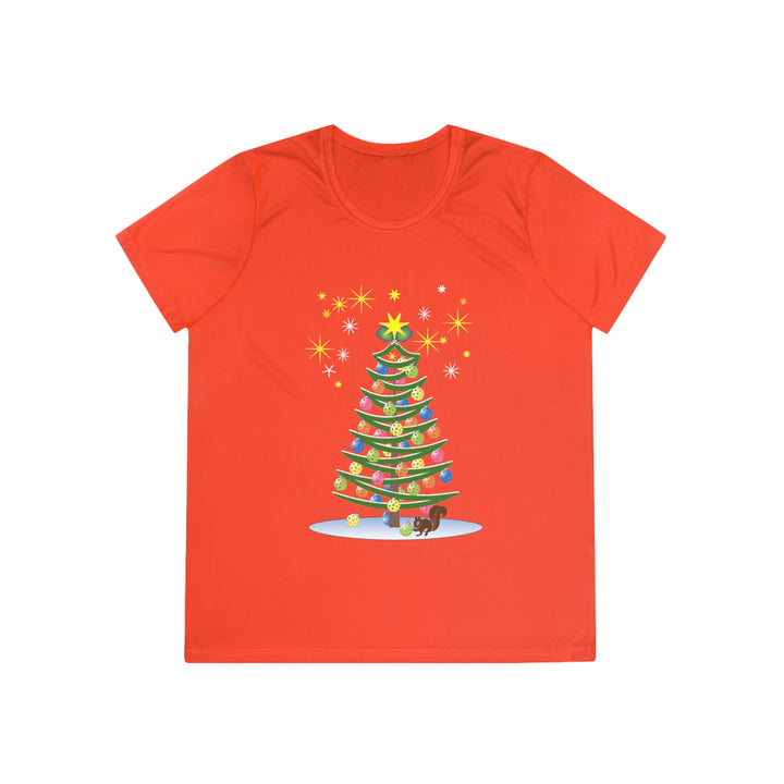 Pickleball Christmas Tree Women's Moisture-Wicking T-Shirt - Great Pickleball Stuff