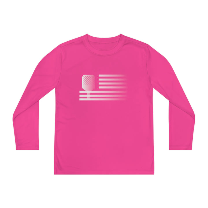 Paddle Flag  Youth Long Sleeve Moisture-Wicking T-Shirt - Great Pickleball Stuff