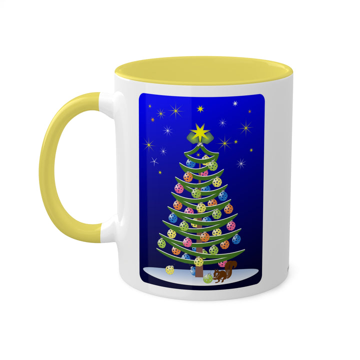 Pickleball Christmas Tree Coffee Mug-Dark Sky - Great Pickleball Stuff