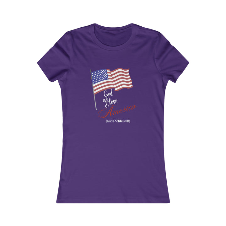 God Bless America and Pickleball Women's Slim-Fit Premium Cotton T-Shirt - Great Pickleball Stuff