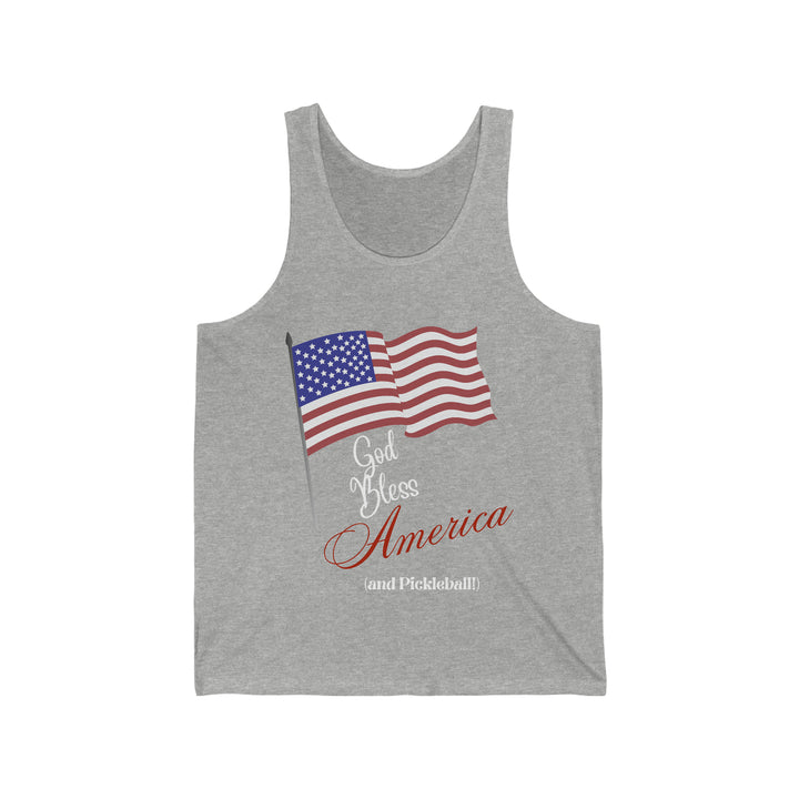 God Bless America and Pickleball Unisex Cotton Tank - Great Pickleball Stuff