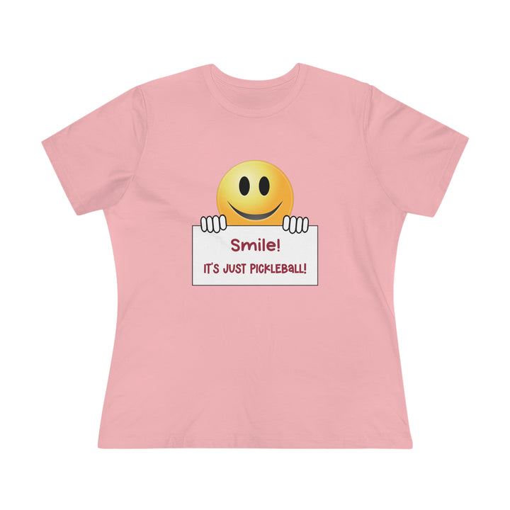 Smile It's Just Pickleball Women's Relaxed-Fit T-shirt - Great Pickleball Stuff