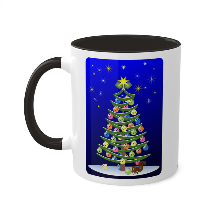 Pickleball Christmas Tree Coffee Mug-Dark Sky - Great Pickleball Stuff