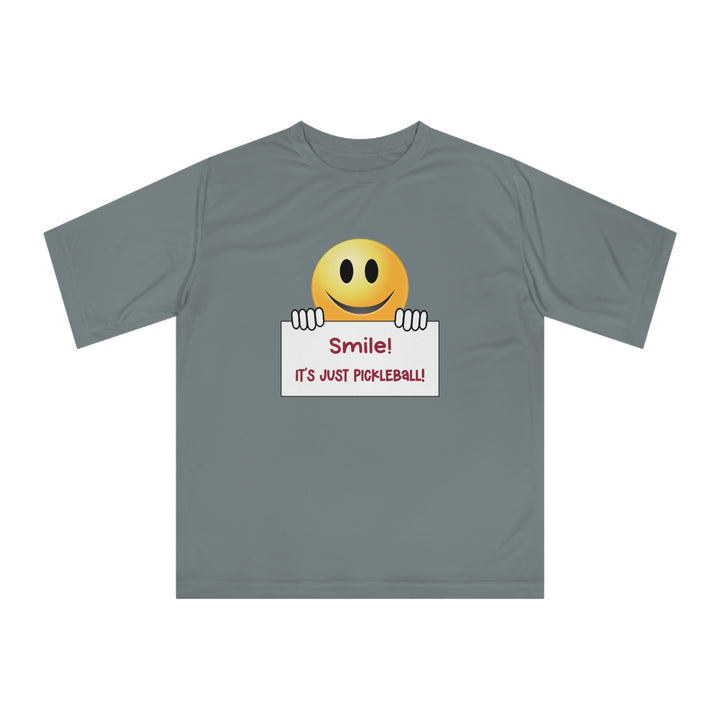 Smile It's Just Pickleball Unisex Moisture-Wicking T-Shirt - Great Pickleball Stuff