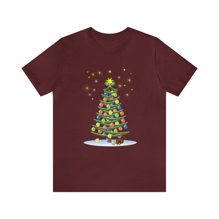 Pickleball Christmas Tree Unisex T-Shirt - Great Pickleball Stuff