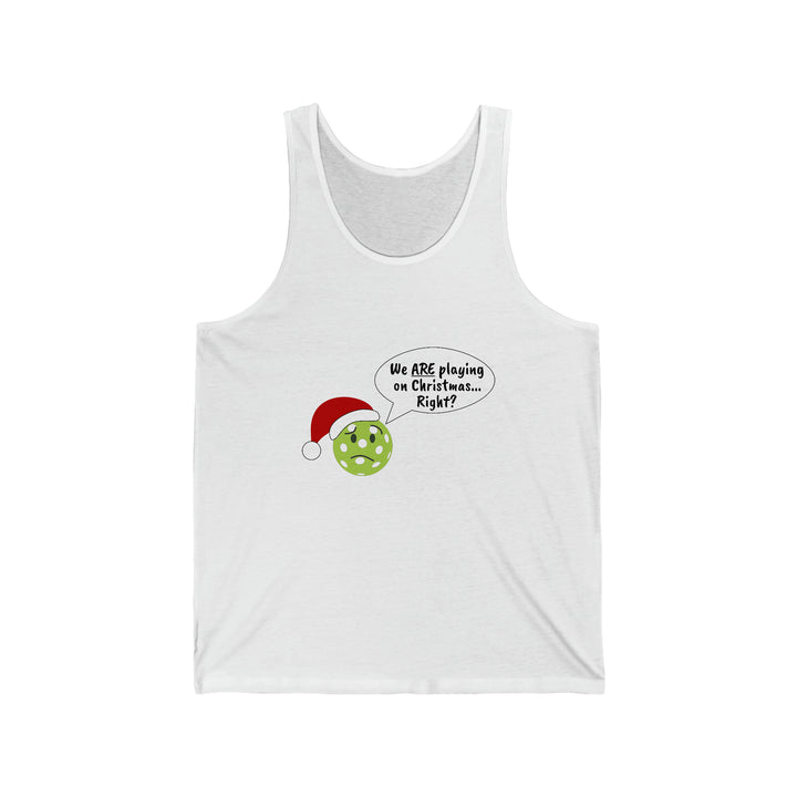 Pickleball Playing on Christmas Unisex Cotton Tank - Great Pickleball Stuff