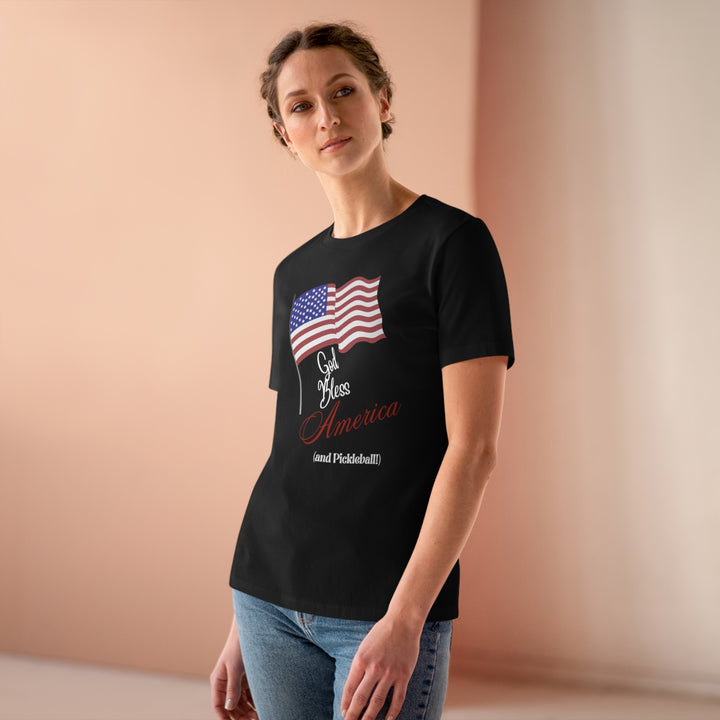 God Bless America and Pickleball Women's Relaxed-Fit T-shirt - Great Pickleball Stuff