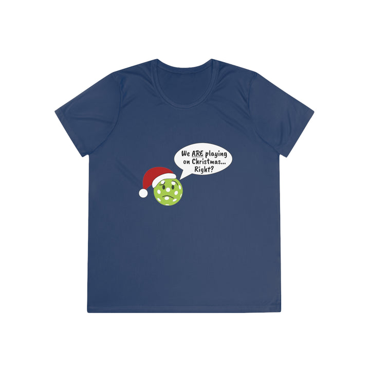 Pickleball Playing on Christmas Women's Moisture-Wicking T-Shirt - Great Pickleball Stuff