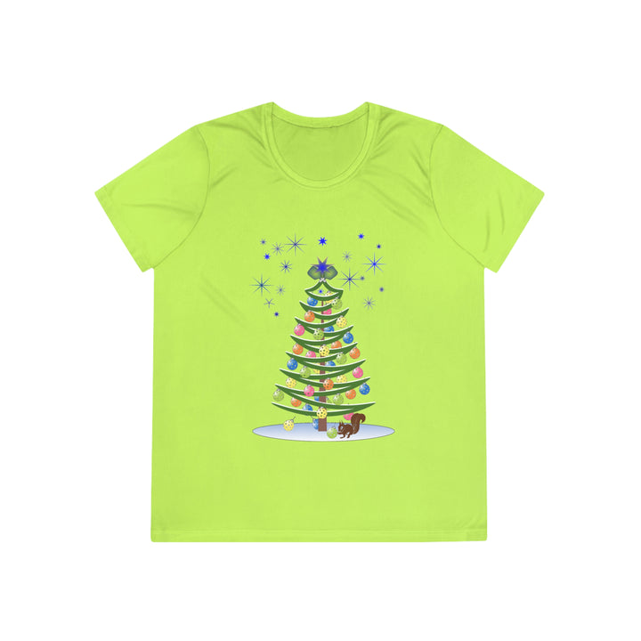 Pickleball Christmas Tree Women's Moisture-Wicking T-Shirt - Great Pickleball Stuff