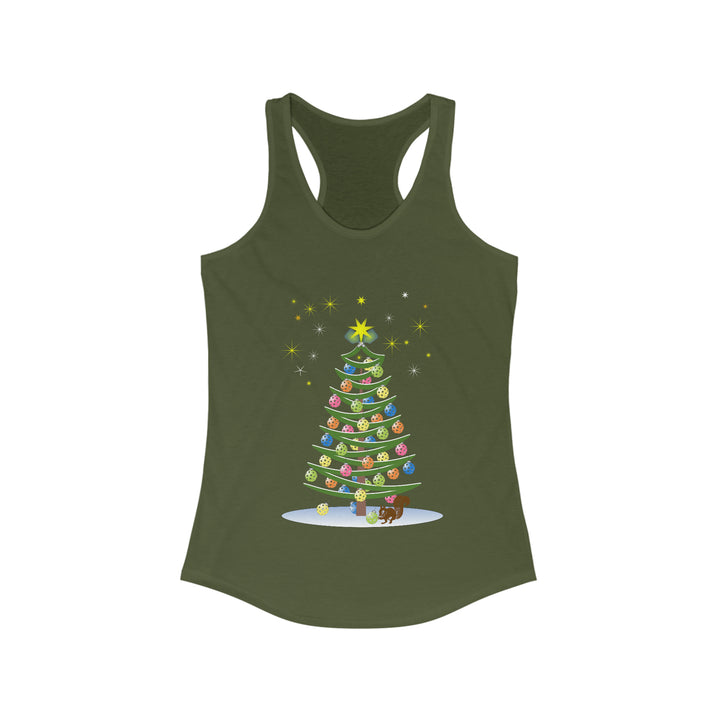 Pickleball Christmas Tree Women's Racerback Tank - Great Pickleball Stuff