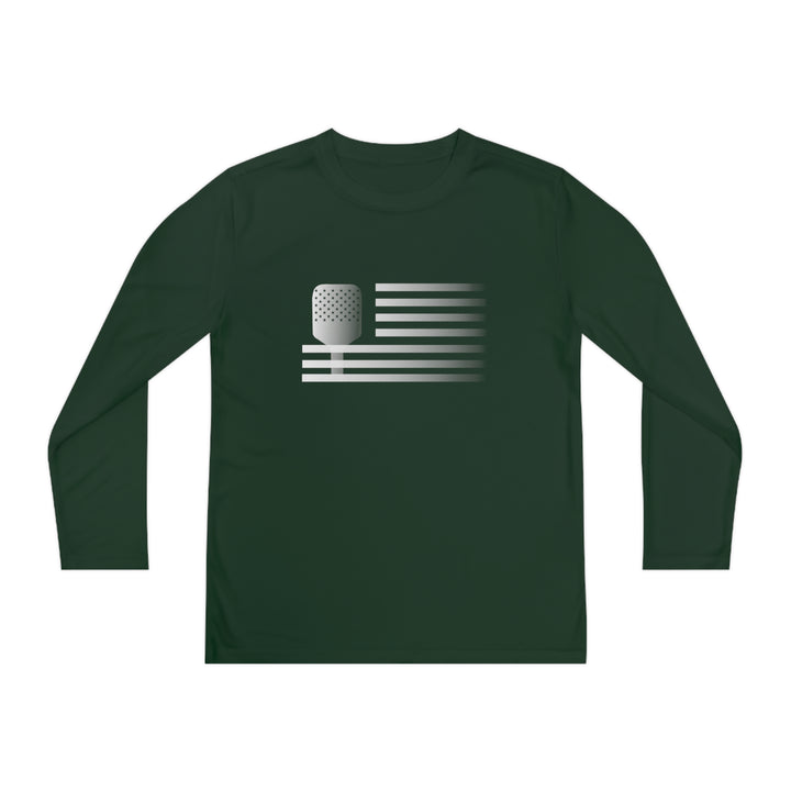 Paddle Flag  Youth Long Sleeve Moisture-Wicking T-Shirt - Great Pickleball Stuff