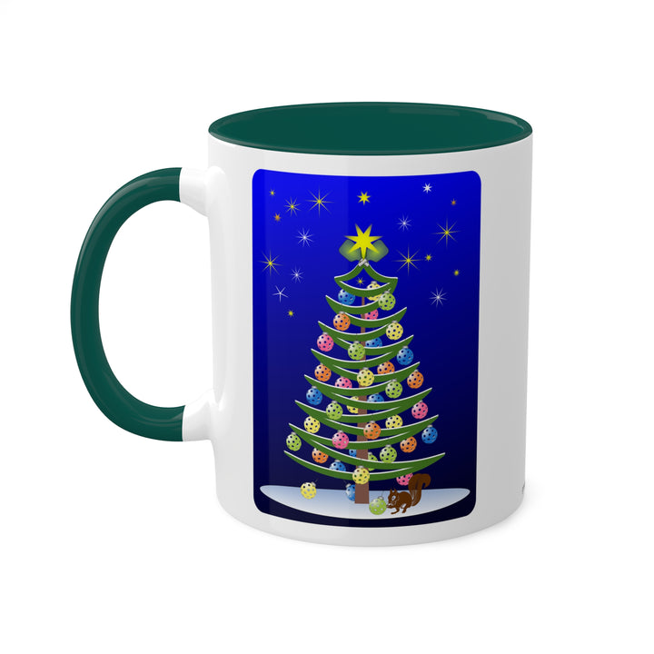 Pickleball Christmas Tree Coffee Mug-Dark Sky - Great Pickleball Stuff