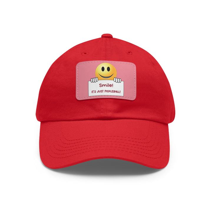 Smile It's Just Pickleball Cap with Leather Patch - Great Pickleball Stuff