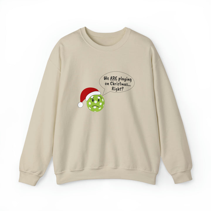 Pickleball Playing on Christmas Unisex Crewneck Sweatshirt - Great Pickleball Stuff