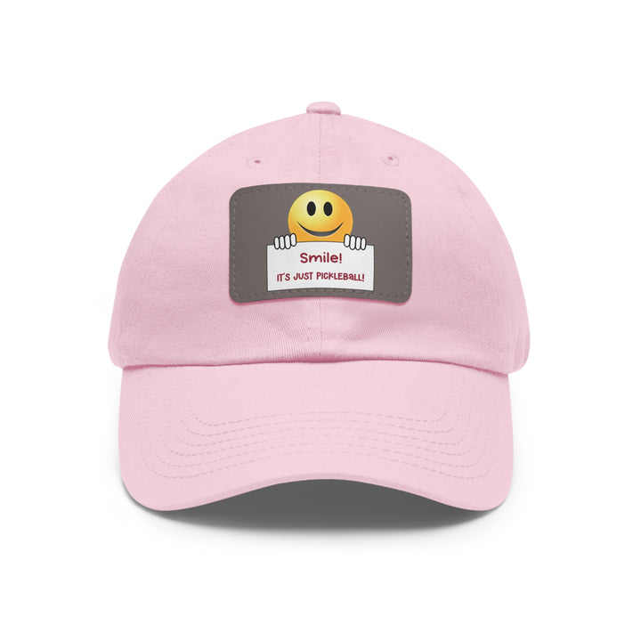 Smile It's Just Pickleball Cap with Leather Patch - Great Pickleball Stuff