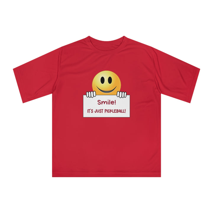 Smile It's Just Pickleball Unisex Moisture-Wicking T-Shirt - Great Pickleball Stuff