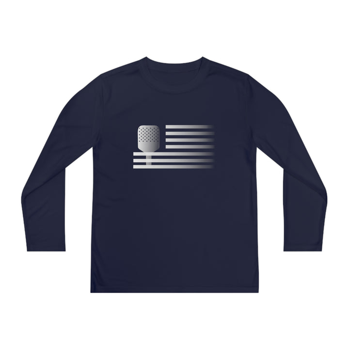 Paddle Flag  Youth Long Sleeve Moisture-Wicking T-Shirt - Great Pickleball Stuff