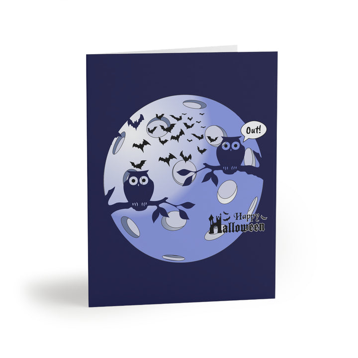 Pickleball Halloween Moon Greeting Cards (Folded with Envelopes) - Great Pickleball Stuff