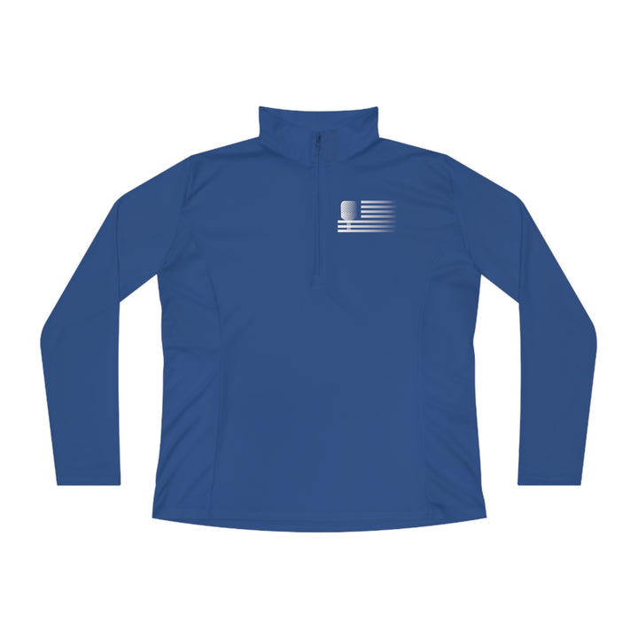 Paddle Flag  Women's Moisture-Wicking Quarter-Zip Pullover - Great Pickleball Stuff