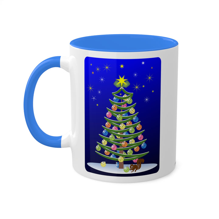 Pickleball Christmas Tree Coffee Mug-Dark Sky - Great Pickleball Stuff