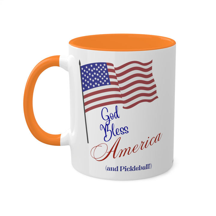 God Bless America and Pickleball Coffee Mug-Great Pickleball Stuff