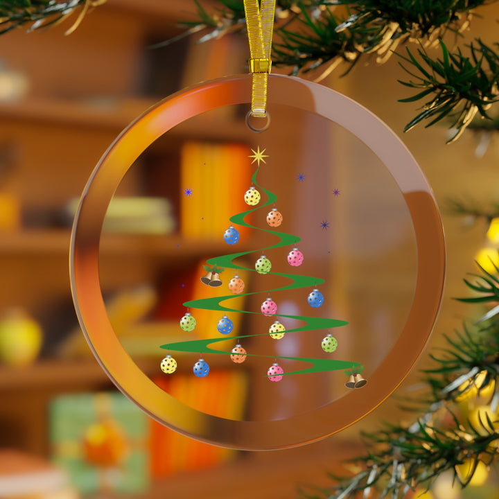 Pickleball Helix Tree Glass Christmas Ornament - Great Pickleball Stuff
