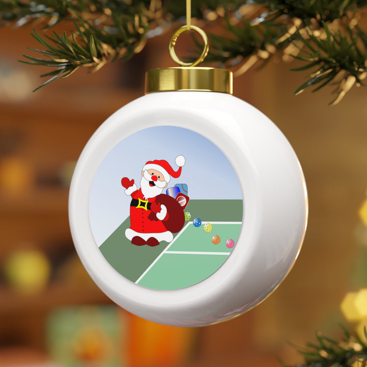 Pickleball Late Santa Christmas Ball Ornament - Great Pickleball Stuff