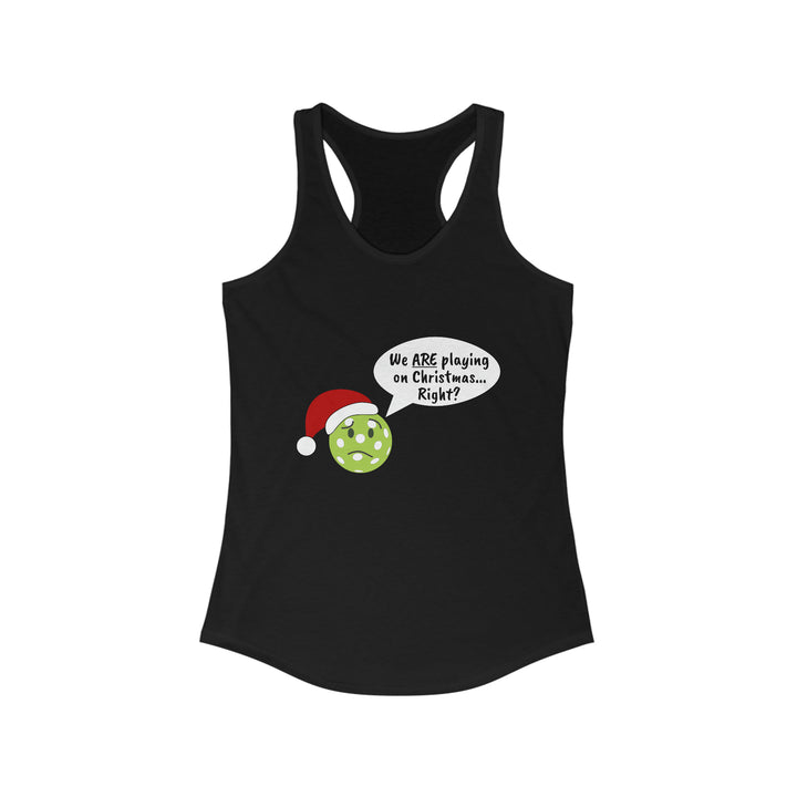 Pickleball Playing on Christmas Women's Racerback Tank - Great Pickleball Stuff