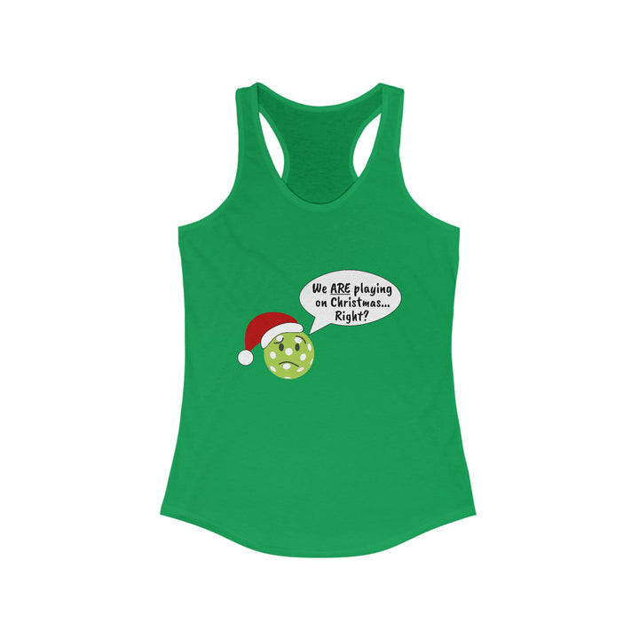 Pickleball Playing on Christmas Women's Racerback Tank - Great Pickleball Stuff