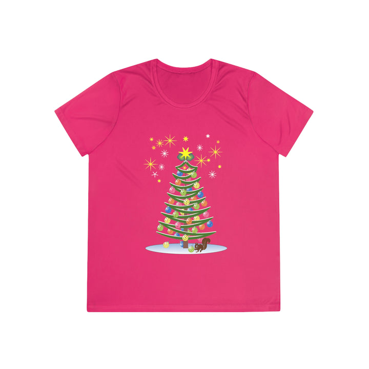 Pickleball Christmas Tree Women's Moisture-Wicking T-Shirt - Great Pickleball Stuff