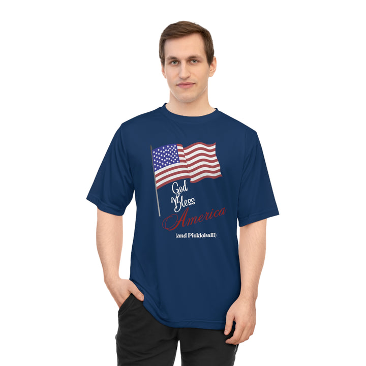 God Bless America and Pickleball Unisex Moisture-Wicking T-Shirt - Great Pickleball Stuff