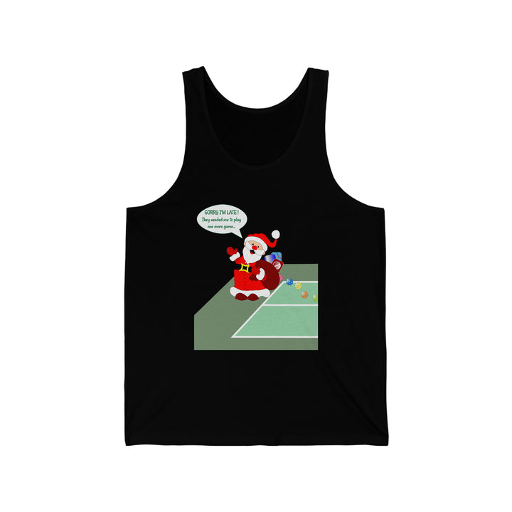 Pickleball Late Santa Unisex Cotton Tank - Great Pickleball Stuff