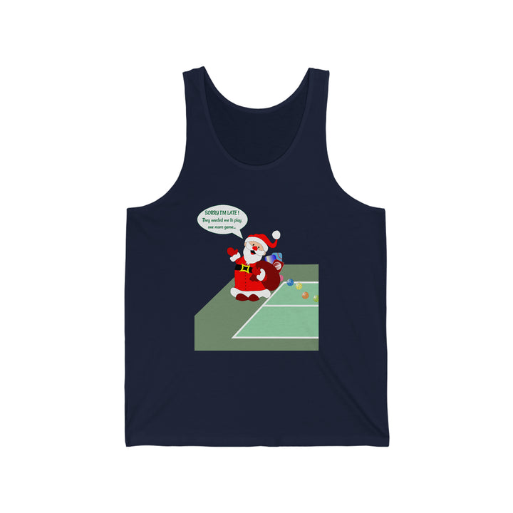 Pickleball Late Santa Unisex Cotton Tank - Great Pickleball Stuff