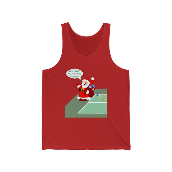 Pickleball Late Santa Unisex Cotton Tank - Great Pickleball Stuff