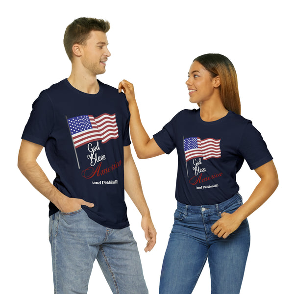 God Bless America and Pickleball Unisex T-Shirt - Great Pickleball Stuff