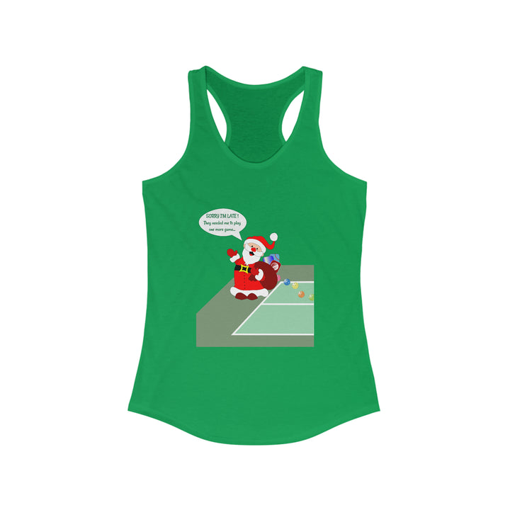 Pickleball Late Santa Women's Racerback Tank - Great Pickleball Stuff