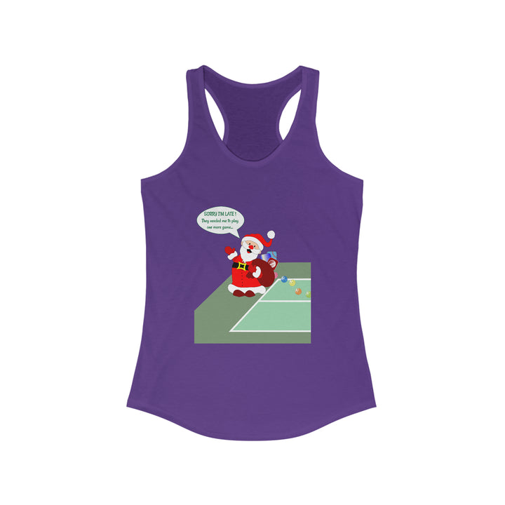 Pickleball Late Santa Women's Racerback Tank - Great Pickleball Stuff