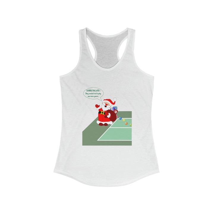 Pickleball Late Santa Women's Racerback Tank - Great Pickleball Stuff